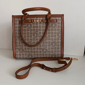 Anne Klein Brown and Cream Patterned Shoulder Bag